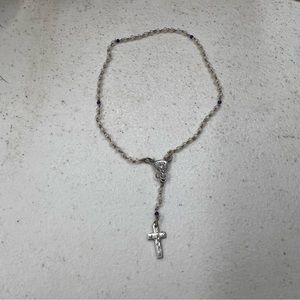 Vintage tiny Mini Doll size rosary white beads Catholic prayer beads  Christian